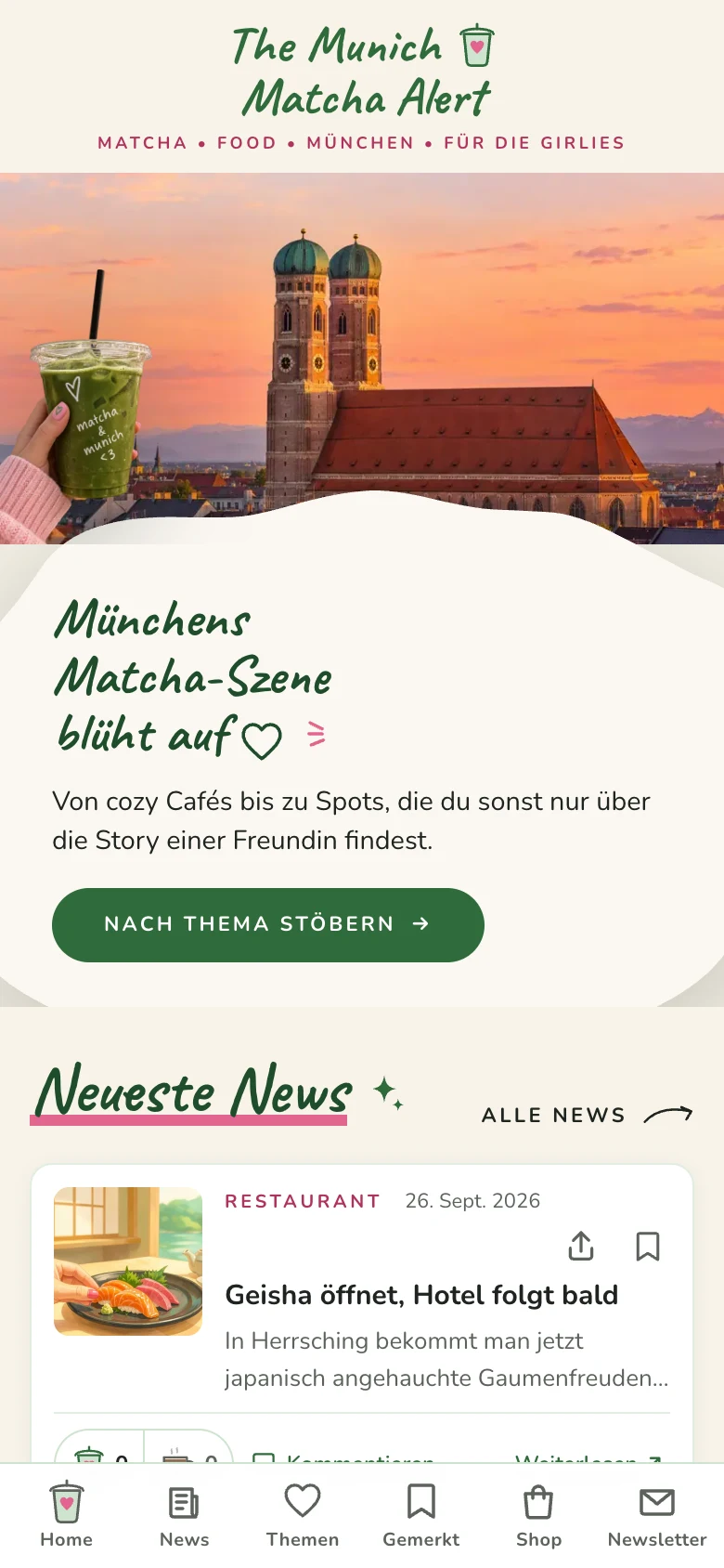 The Munich Matcha Alert auf dem Handy